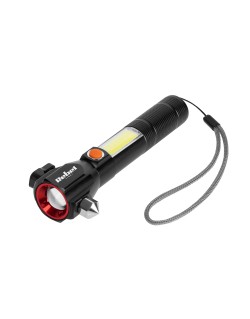 Akumulatorowa latarka wielofunkcyjna REBEL (zoom, nożyk, młotek do szyby)