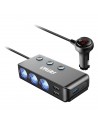 Rozdzielacz rozgałęźnik trójnik zapalniczki + woltomierz ładowarka USB USB-C 12V 24V AMIO-03781
