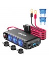 Rozdzielacz rozgałęźnik trójnik zapalniczki + woltmierz ładowarka USB USB-C 12V 24V AMIO-03782