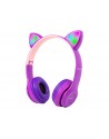 Słuchawki BT 5.0 LED fioletowe uszy