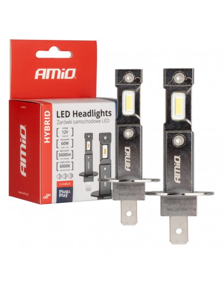 Żarówki samochodowe LED seria HYBRID H1 6000K Canbus 60W AMIO-04112