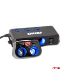 Rozdzielacz rozgałęźnik gniazda zapalniczki 2x USB 1x USB-C 12V 24V + woltomierz
