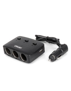 Rozdzielacz gniazda zapalniczki z ładowarką 2x USB-A ON/OFF LED 12V 24V 100W 70cm