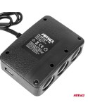 Rozdzielacz gniazda zapalniczki z ładowarką 2x USB-A ON/OFF LED 12V 24V 100W 70cm