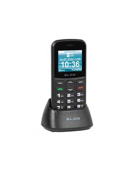 Telefon dla seniora BLOW Czarny z podstawką S18D