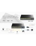 Switch 24x PoE 2x Uplink 300W do kamer IP 250m VLAN SFP FS1026PS1