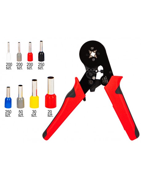 Zaciskarka konektorów tulejkowych YAC-8 + zestaw 1200szt konektorów"