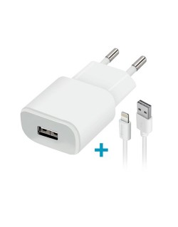 Ładowarka sieciowa Forever USB 2A TC-01 + kabel do iPhone 8-pin biała