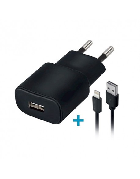 Ładowarka sieciowa Forever USB 2A TC-01 + kabel do iPhone 8-pin czarna