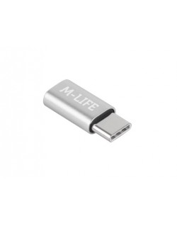 Adapter Przejściówka Micro USB - USB typu C M-Life srebrna