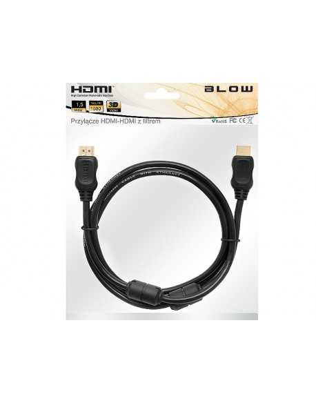 Przył.HDMI-HDMI 1,5m zawieszka + filtry