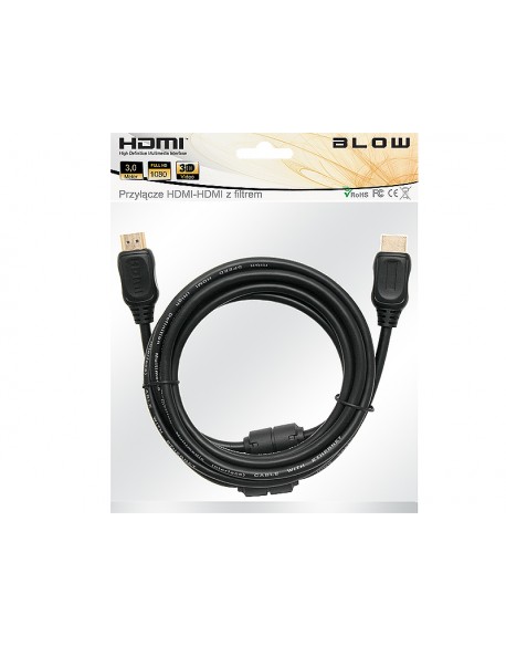 Przył.HDMI-HDMI 3m zawieszka + filtry