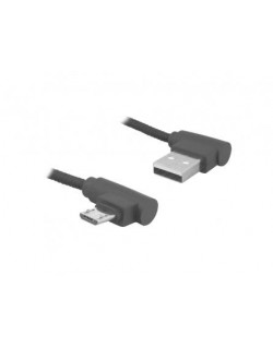 Kabel USB-microUSB, wtyk kątowy, 2m, czarny.