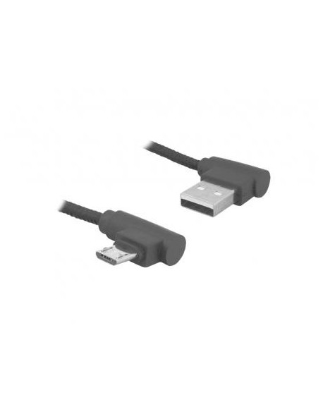 Kabel USB-microUSB, wtyk kątowy, 2m, czarny.