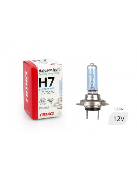Żarówka halogenowa H7 12V 55W filtr UV (E4) Super White