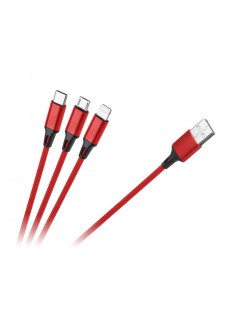 Kabel USB 3w1 microUSB, USB typu C, Lightning 100 cm
