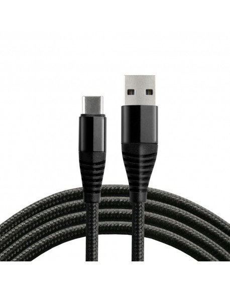 Kabel przewód pleciony USB - USB-C / Typ-C everActive CBB-1CHB 100cm z obsługą szybkiego ładowania do 5A czarny