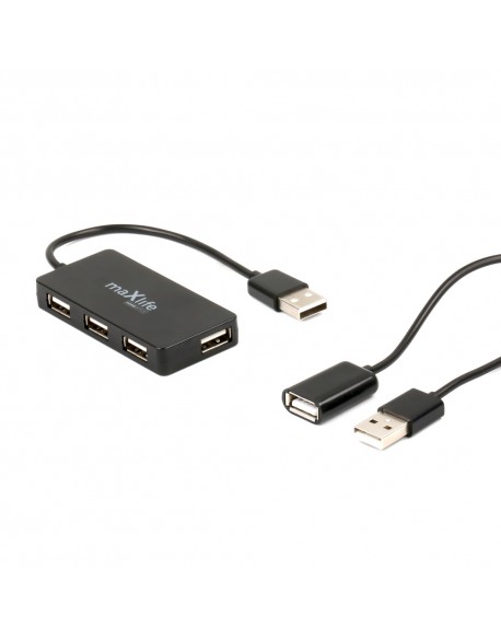 Maxlife Home Office USB 2.0 hub USB - 4x USB 0,15 m czarny + kabel 1,5 m