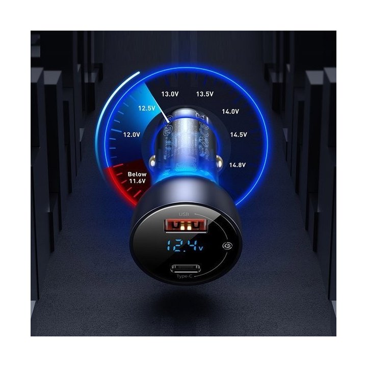 Baseus CCKX-C0G 65W szybka ładowarka samochodowa z gniazdem USB QC3.0 oraz USB-C PD 3.0 PPS