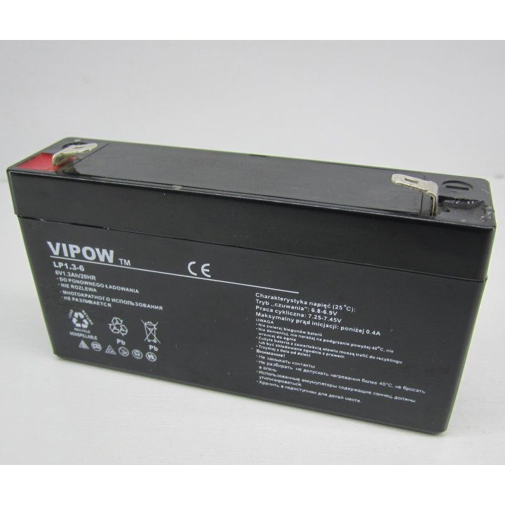 Akumulator żelowy VIPOW 6V 1.3Ah