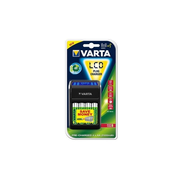 Ładowarka VARTA Plug LCD+4xAA2100mAh