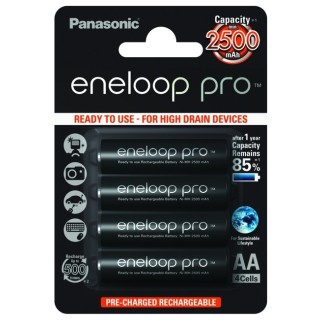 4 x akumulatorki Panasonic Eneloop PRO R6 AA 2500mAh BK-3HCDE/4BE (blister)