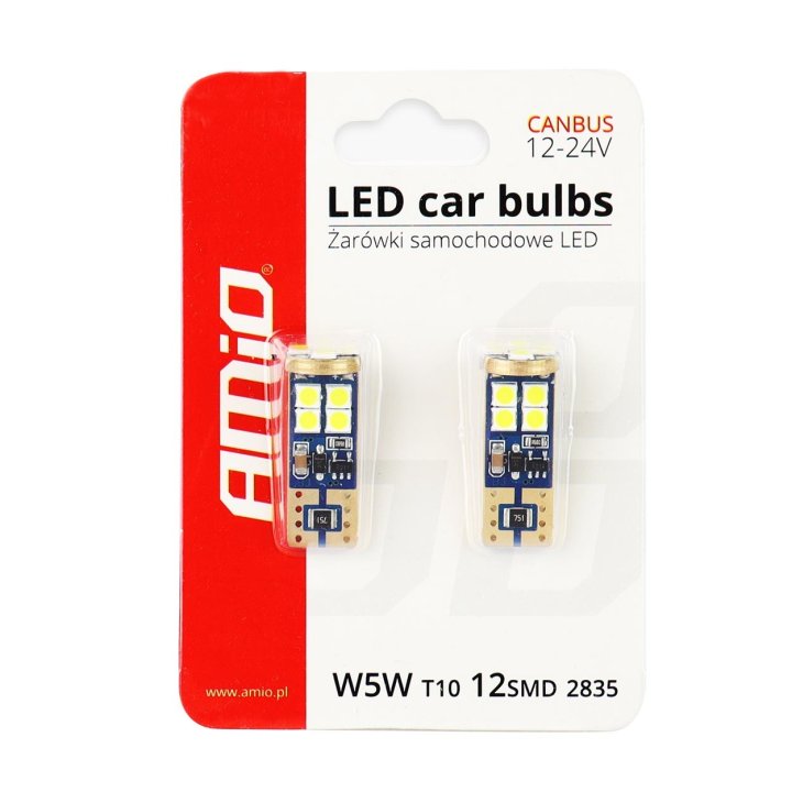 LED CANBUS 12SMD 2835 T10e (W5W) White 12V/24V