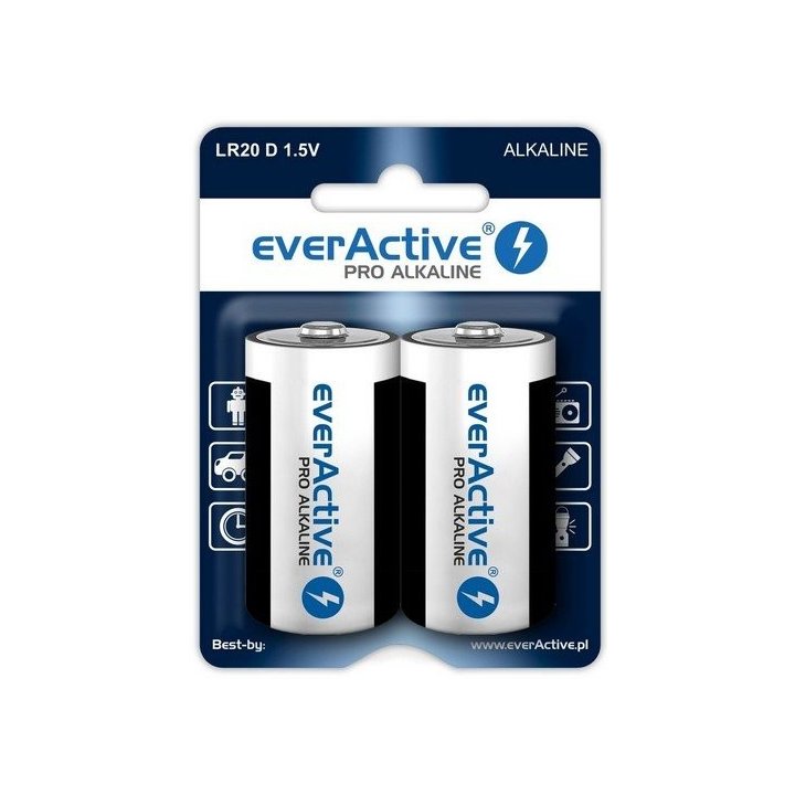 Baterie alkaliczne D / LR20 everActive Pro - 2 sztuki (blister)