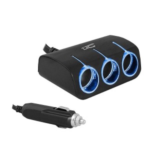 Adapter CAR FIRE LED 3 gniazda + kabel, 120W, czarny.