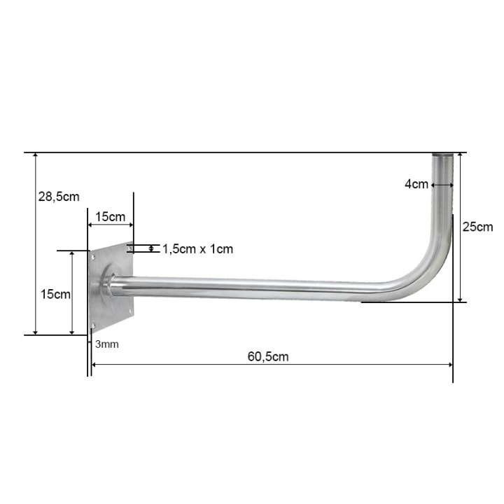 Uchwyt ścienny gięty 600