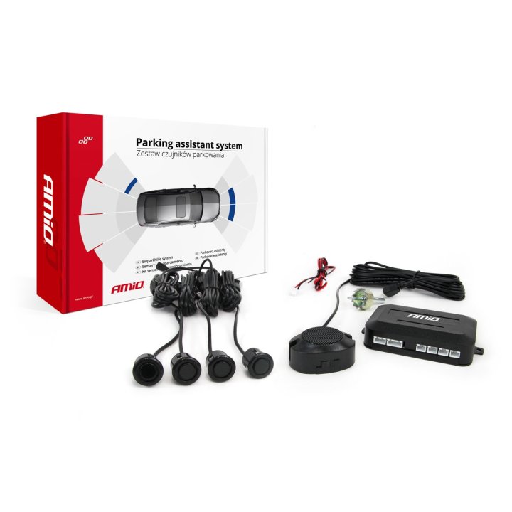 Zestaw czujników parkowania cofania Buzzer 4 sensory czarne "GOLD" 18 mm