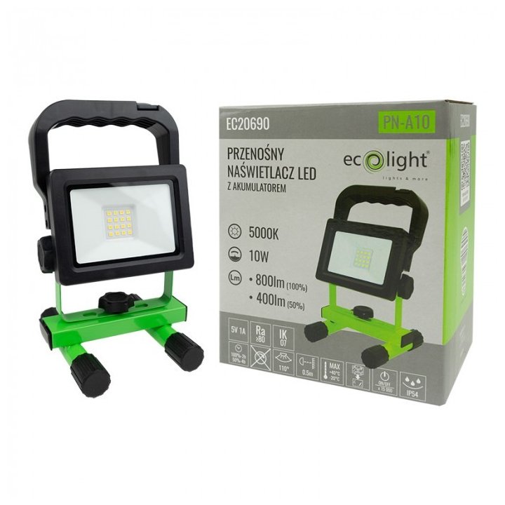 Przenośny Naświetlacz LED z akumulatorem 10W PN-A1