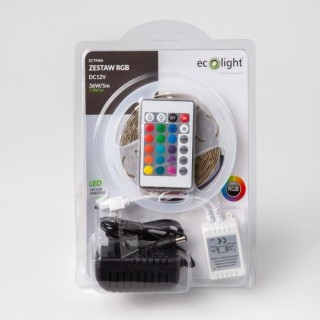 TAŚMA LED ZESTAW 7.2W/m 60LED/m RGB IP20 /5m/