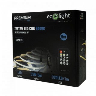 ZESTAW LED 320 COB 24V IP20 6000K /5m/