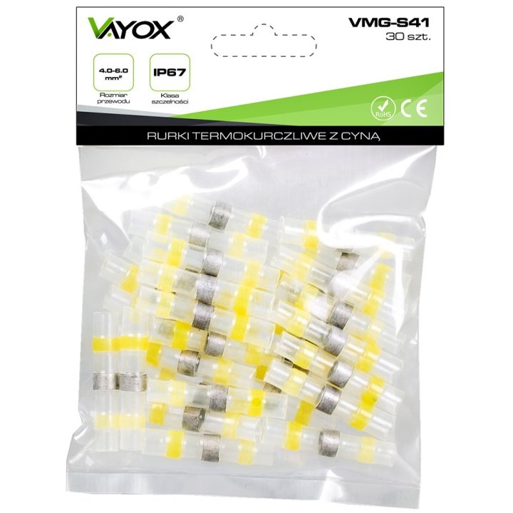 Rurki termokurczliwe z cyną i klejem 4.0-6.0mm 30 szt. VMG-S41 Vayox