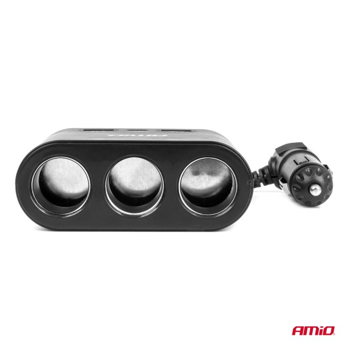 Rozdzielacz gniazda zapalniczki z ładowarką 2x USB-A 1x USB-C 12V 24V 120W 70cm