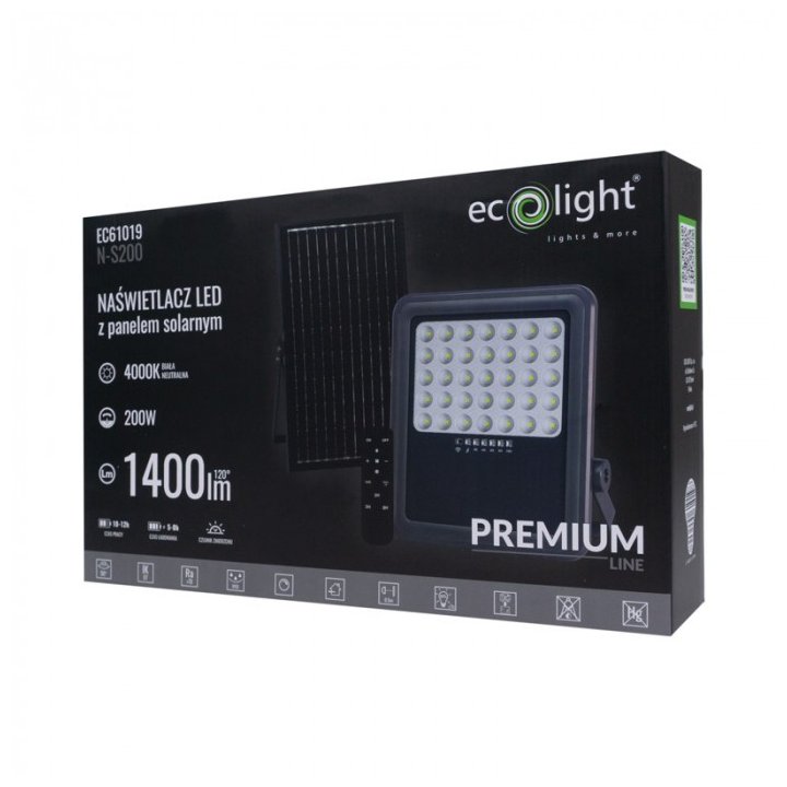 Naświetlacz LED ABS 200W 4000K z P. SOLARNYM