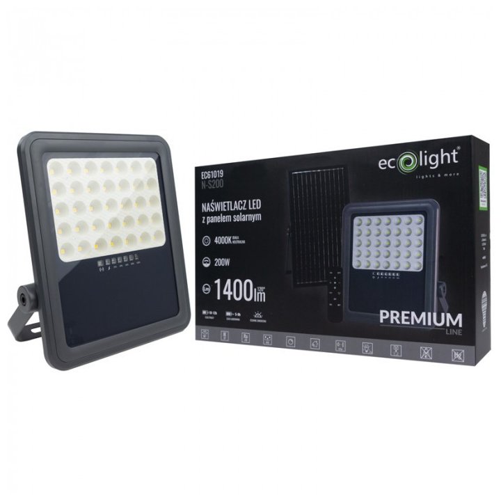 Naświetlacz LED ABS 200W 4000K z P. SOLARNYM