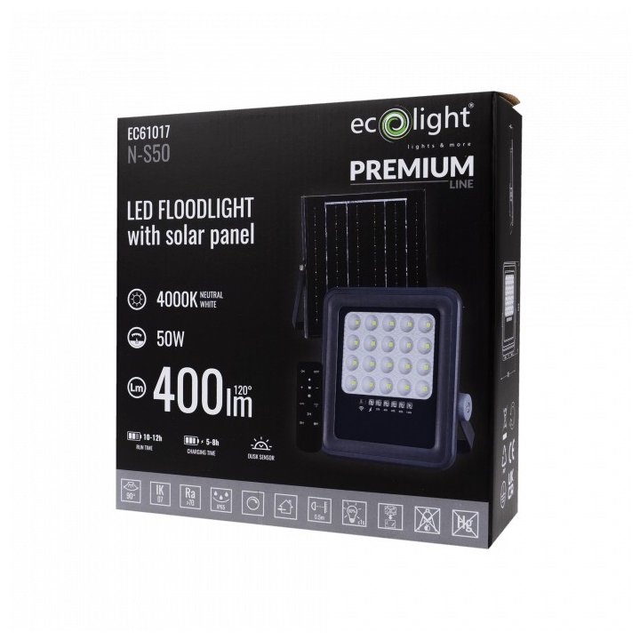 Naświetlacz LED ABS 50W 4000K z P. SOLARNYM