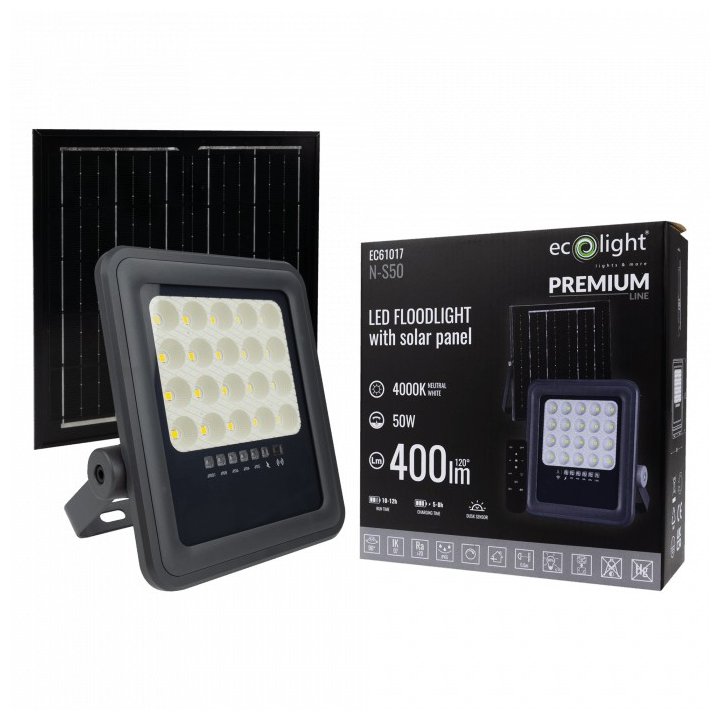 Naświetlacz LED ABS 50W 4000K z P. SOLARNYM