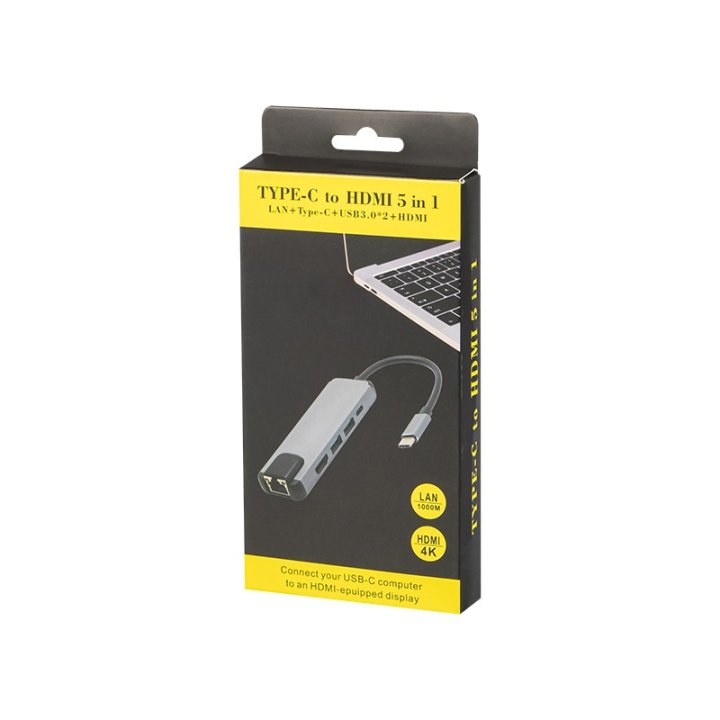 Karta sieciowa USB-C HUB RJ45 + HDMI K-03"