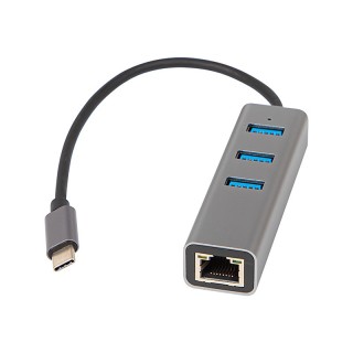 Karta sieciowa USB-C RJ45+3xUSB kabel K-06