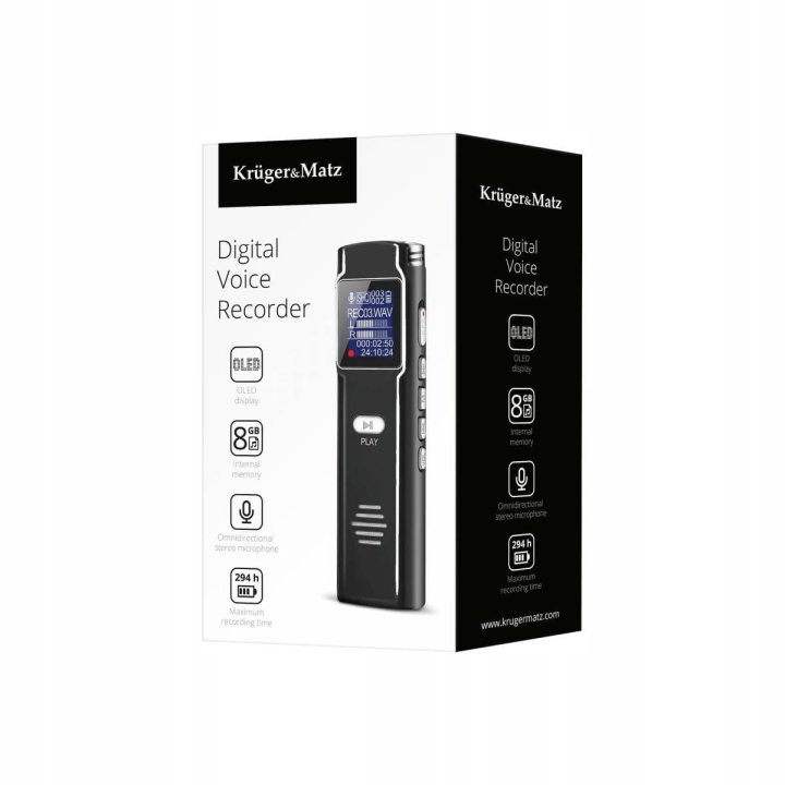 Dyktafon cyfrowy 8GB OLED Kruger&Matz podsłuch