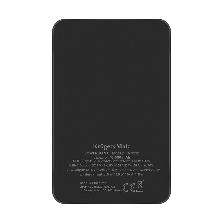 POWERBANK indukcyjny Kruger&Matz 10000 mAh magnetyczny czarny