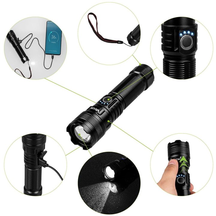 Latarka akumulatorowa taktyczna 600lm + powerbank VA0179 VAYOX