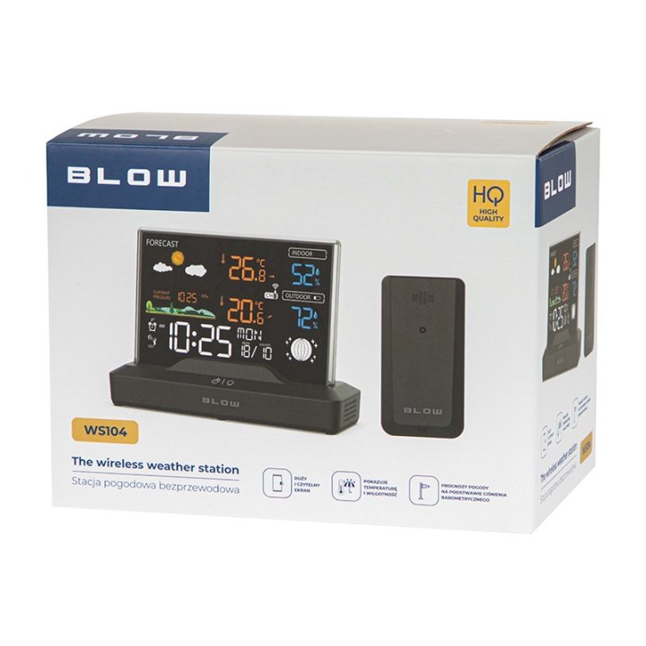 Stacja pogodowa bezprzewodowa BLOW WS104 czarna"
