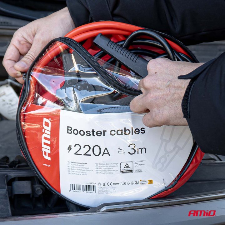 Kable przewody rozruchowe 220A 3m TÜV