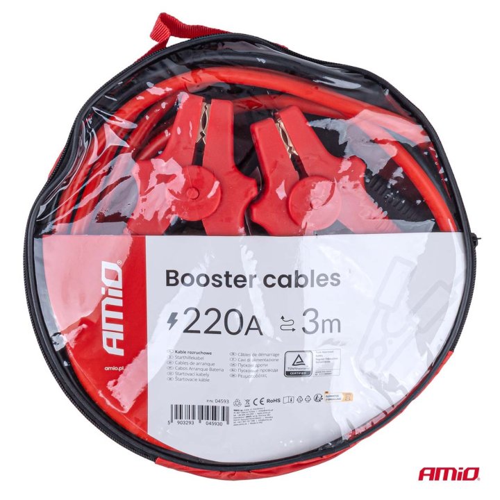 Kable przewody rozruchowe 220A 3m TÜV