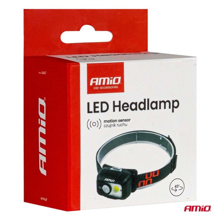 Latarka czołowa akumulatorowa z czujnikiem ruchu XPG+COB 1800mAh (BATT)