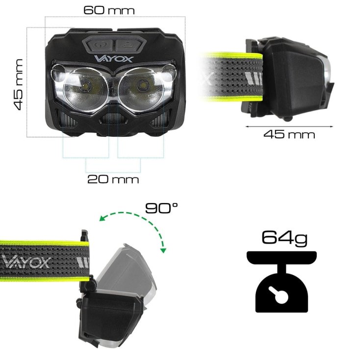 Latarka akumulatorowa czołowa 500lm VA0078 VAYOX